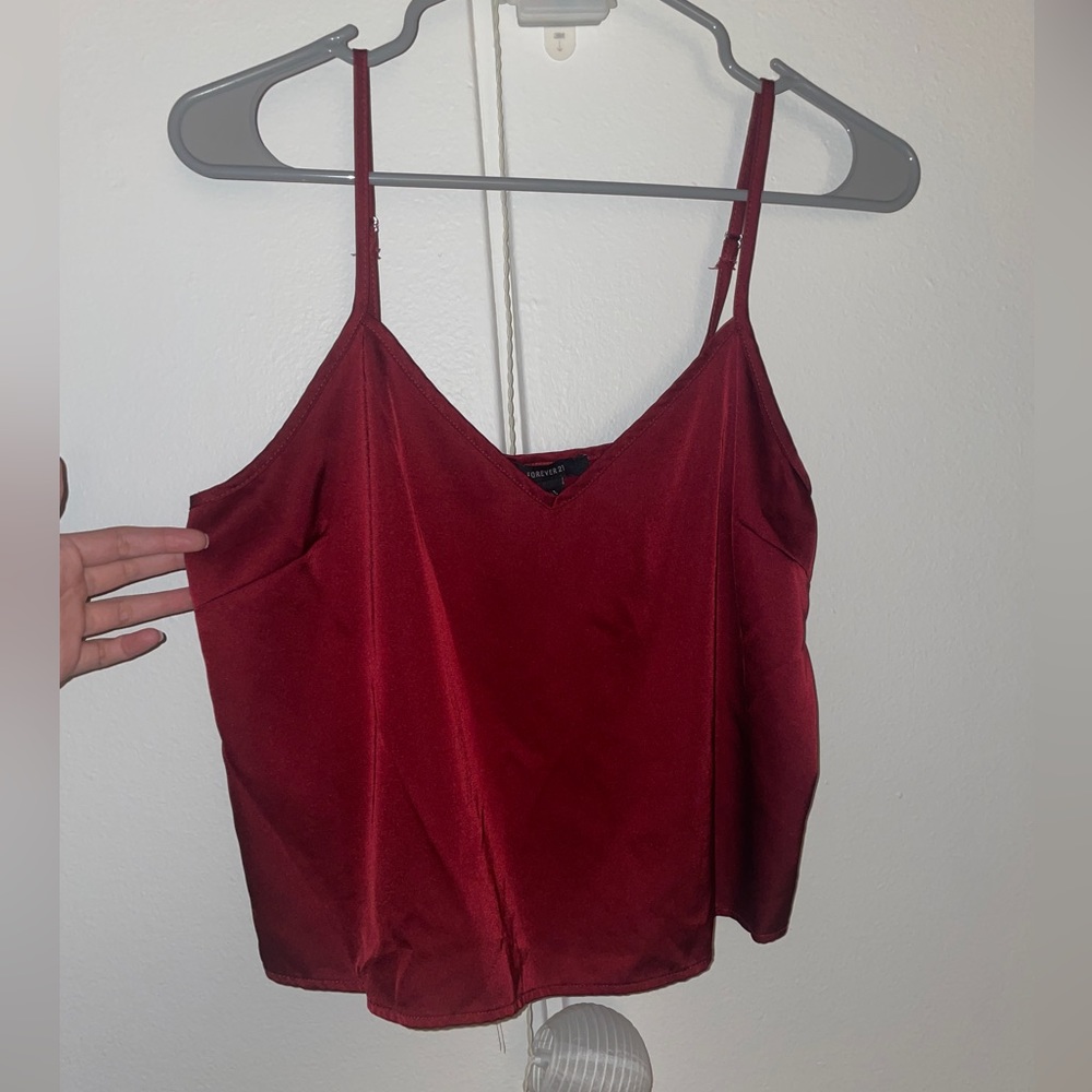 Maroon Satin Tank Top